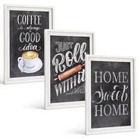 BILDER SET 3er Set - 40x60 cm Weißer Rahmen - Kaffeeroller, heimelige Wärme - Weiß, Kunststoff (40/60cm) - TULUP