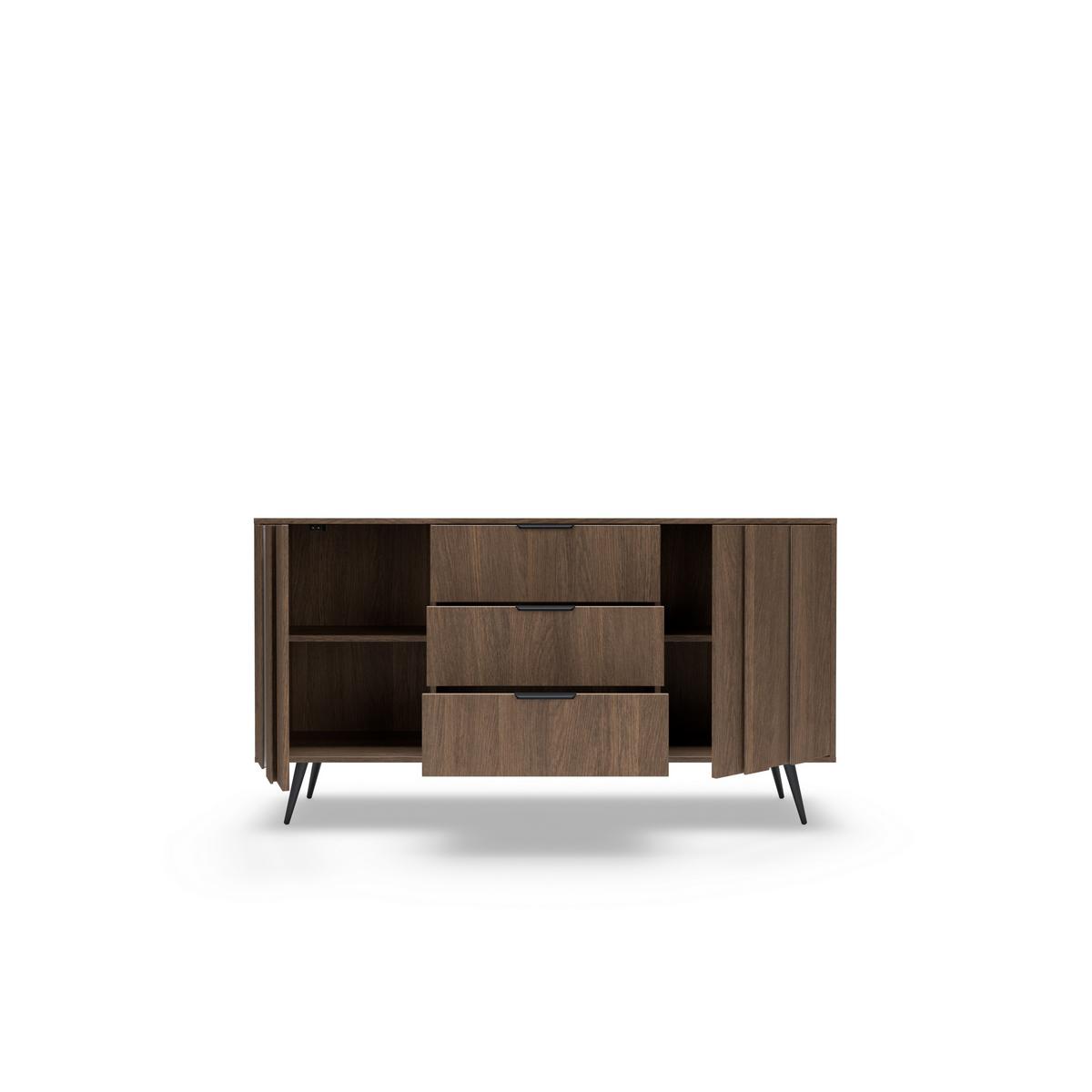 KOMMODE DAVANTI 153,5/82,6/40cm mit 3 Schubladen 2 Türen Eichefarben - Eichefarben, Holzwerkstoff (153.5/82.6/40cm) - MASSENO