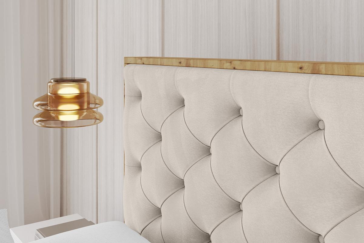 POLSTERBETT mit Bettkasten, Fußteil und Lattenrost, Boxbett mit Matratze H3/H4 - ENZO3-Z 180x200 Beige - Beige, Holzwerkstoff/Textil (180/200cm) - ALTDECOR