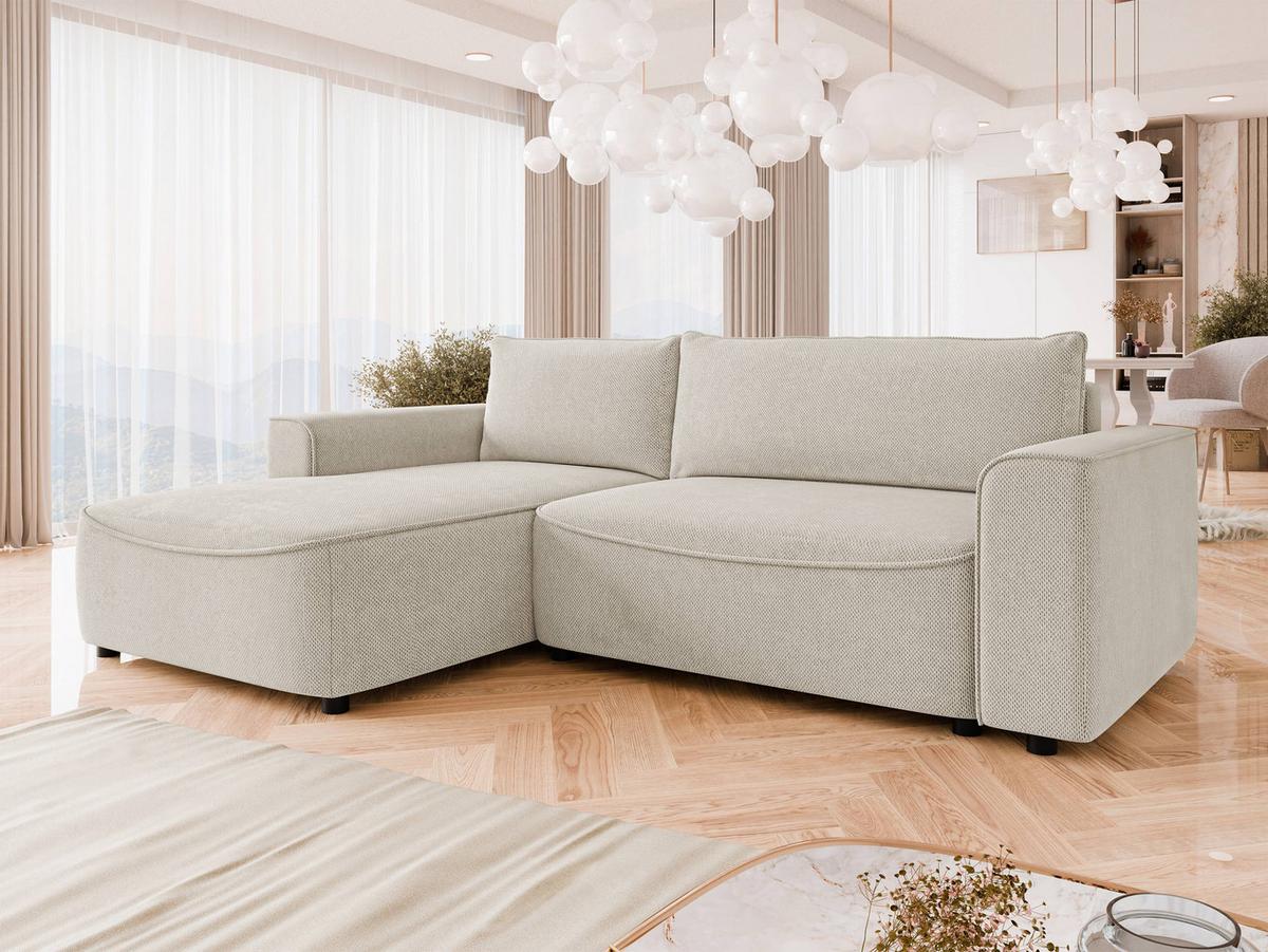 ECKSOFA Beliza, Seite: Links - Beige/Schwarz, Holz/Kunststoff (255/175cm) - MIRJAN24