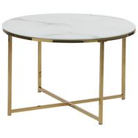 COUCHTISCH Marmor Optik weiß/gold 70 cm Quincy - Goldfarben/Weiß, Glas (70/70/45cm) - Beliani