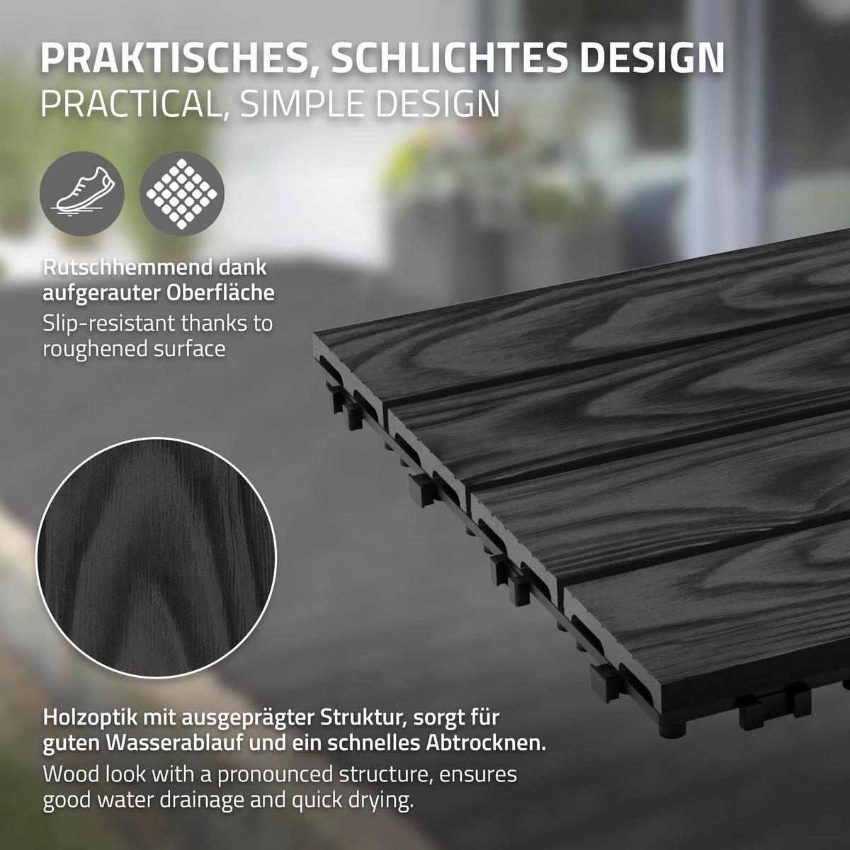 TERRASSENFLIESE Anthrazit 33 Stück - Anthrazit, Holzwerkstoff (30/30/2cm) - ML-DESIGN
