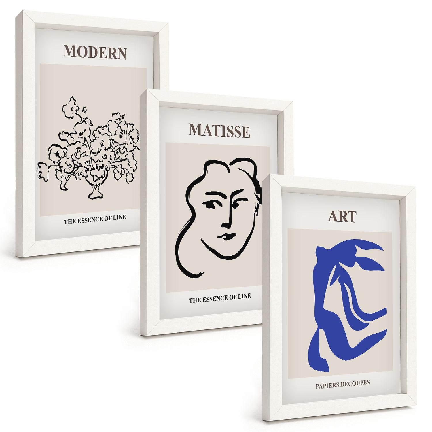 BILDER SET 3er Set - 20x30 cm Weißer Rahmen - Abstrakte minimalistische Poster - Weiß, Kunststoff (20/30cm) - TULUP