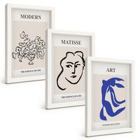 BILDER SET 3er Set - 20x30 cm Weißer Rahmen - Abstrakte minimalistische Poster - Weiß, Kunststoff (20/30cm) - TULUP
