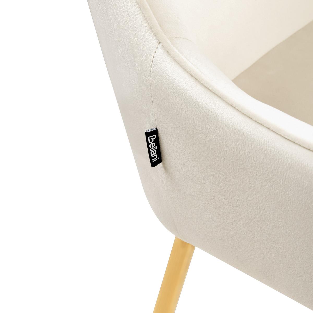 ESSZIMMERSTUHL 2er-Set Samtstoff Cremeweiß Loverna - Weiß, Textil (54/87/63cm) - Beliani