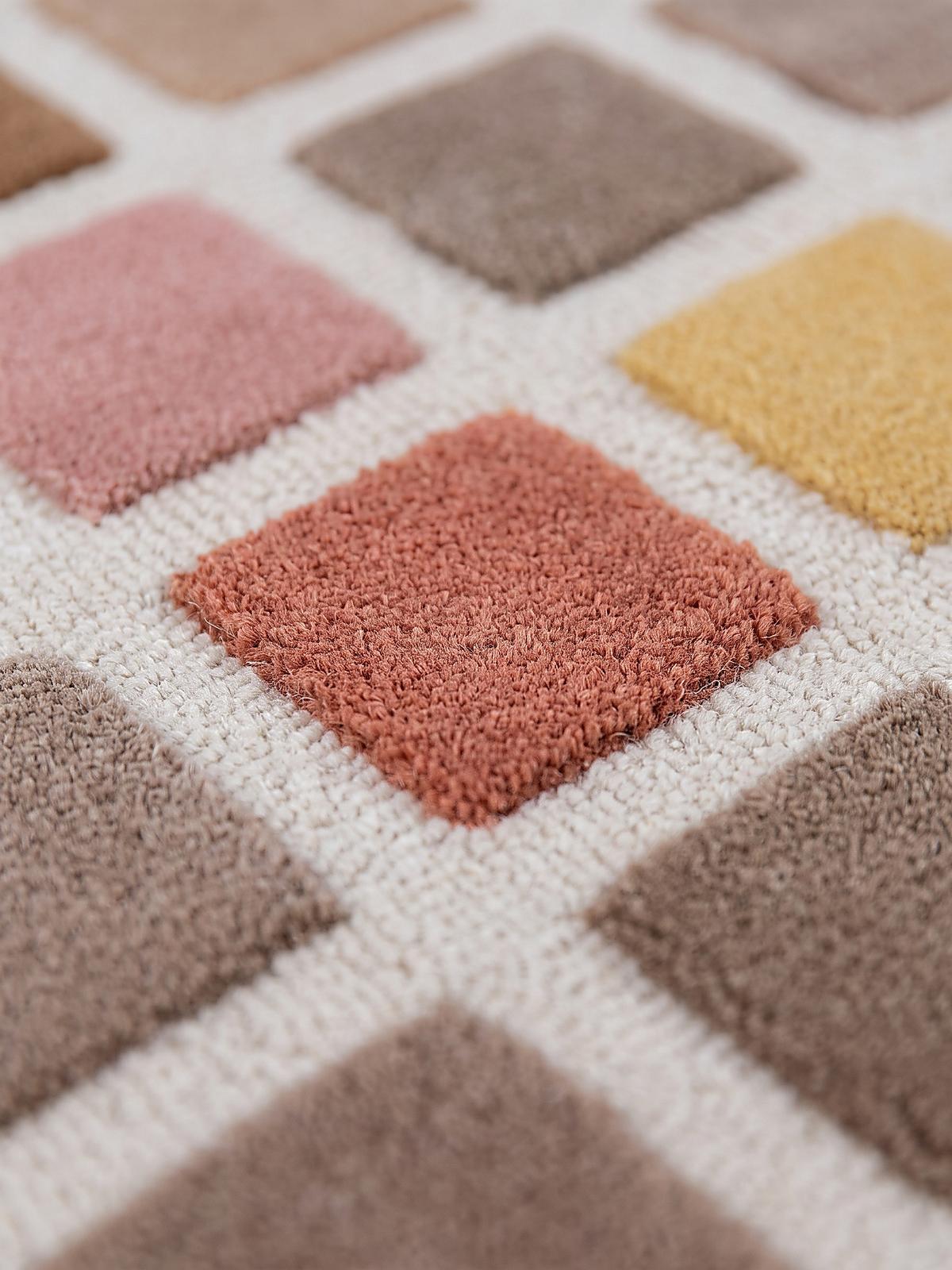 WOLLTEPPICH handgetuftet HAMPS, Quadratraster, Rosa, 200 x 290 cm - Rosa, Textil (200/290cm) - KADIMA DESIGN