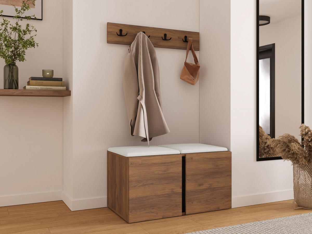 GARDEROBEN-SET Orion VI - Nussbaumfarben/Weiß, Holzwerkstoff/Kunststoff (84/42/46cm) - MIRJAN24