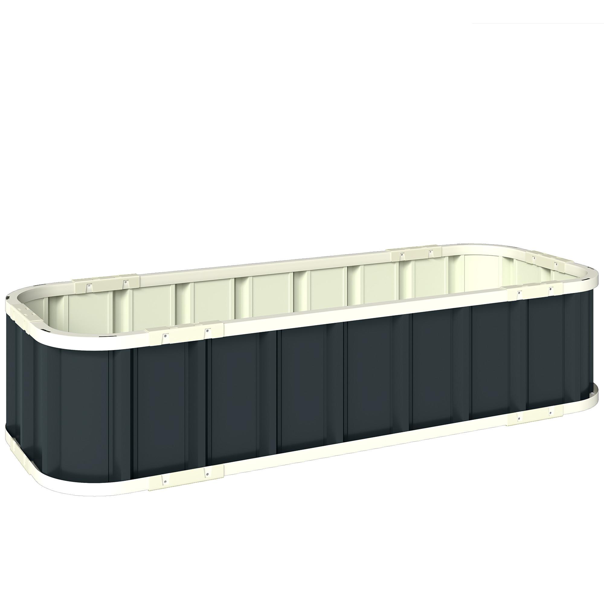 HOCHBEET Verzinkter Stahl Kunststoff Dunkelgrau 136/52/31 cm - Dunkelgrau, Metall (52/31/136cm) - Outsunny