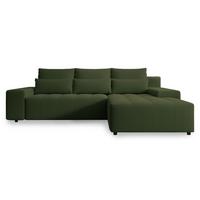 ECKSOFA Neluro Olivgrün Chenille wasserabweisend - Schwarz/Olivgrün, Kunststoff/Textil (268/184cm) - Selsey