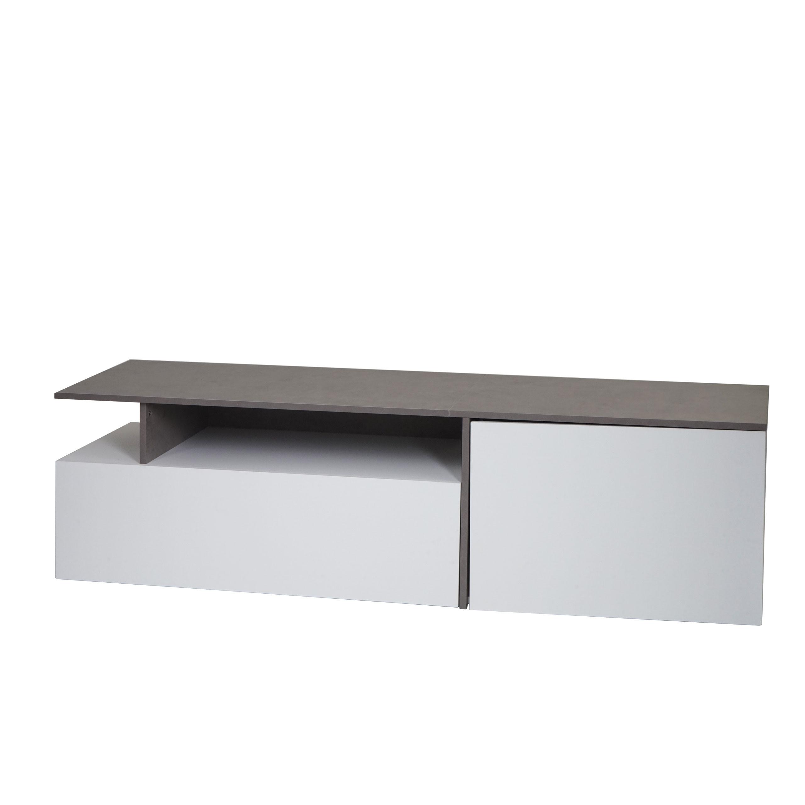 TV-RACK Beton Dekor, weiß - Weiß/Grau, Holz (161/45/40cm) - MCW