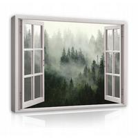 LEINWAND BILDER Fenster Wald Wohnzimmer 80x60 - Multicolor, Holzwerkstoff (80/60cm) - Wallarena