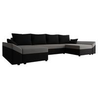WOHNLANDSCHAFT Dante U - Schwarz/Grau, Holz/Kunststoff (310/82/140cm) - MIRJAN24