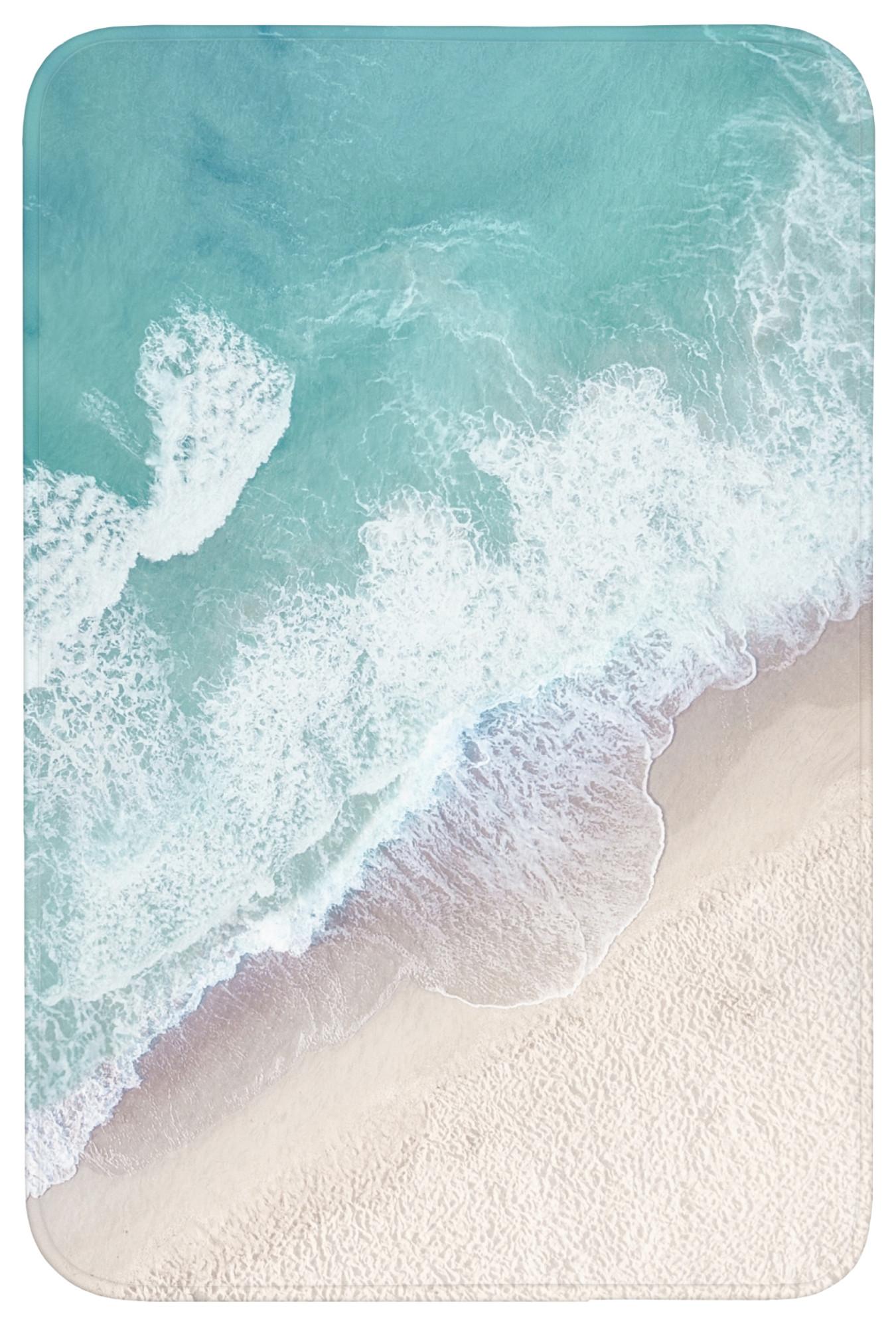 BADEMATTE Strand - Meer - Natur - Sommer Rutschfest 60x90 cm - Türkis, Textil (60/90cm) - OnlyWow