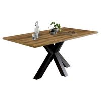 ESSZIMMERTISCH Elda 2 140 x 90 x 75 Esstisch Schwarzstahl/Plankeneiche - Hellgrau, Holz (140/90/75cm) - 58aufmkessel