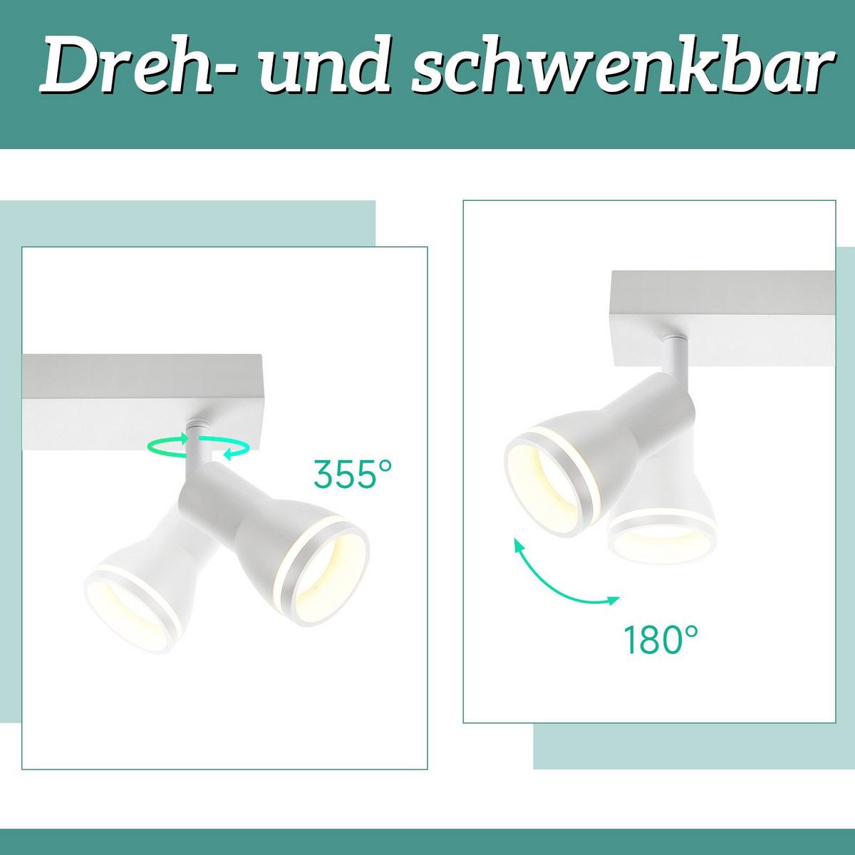 DECKENSTRAHLER Homburg 2-flammig 30/5/15.7 cm - Weiß, Metall (30/5/15.7cm) - Nettlife
