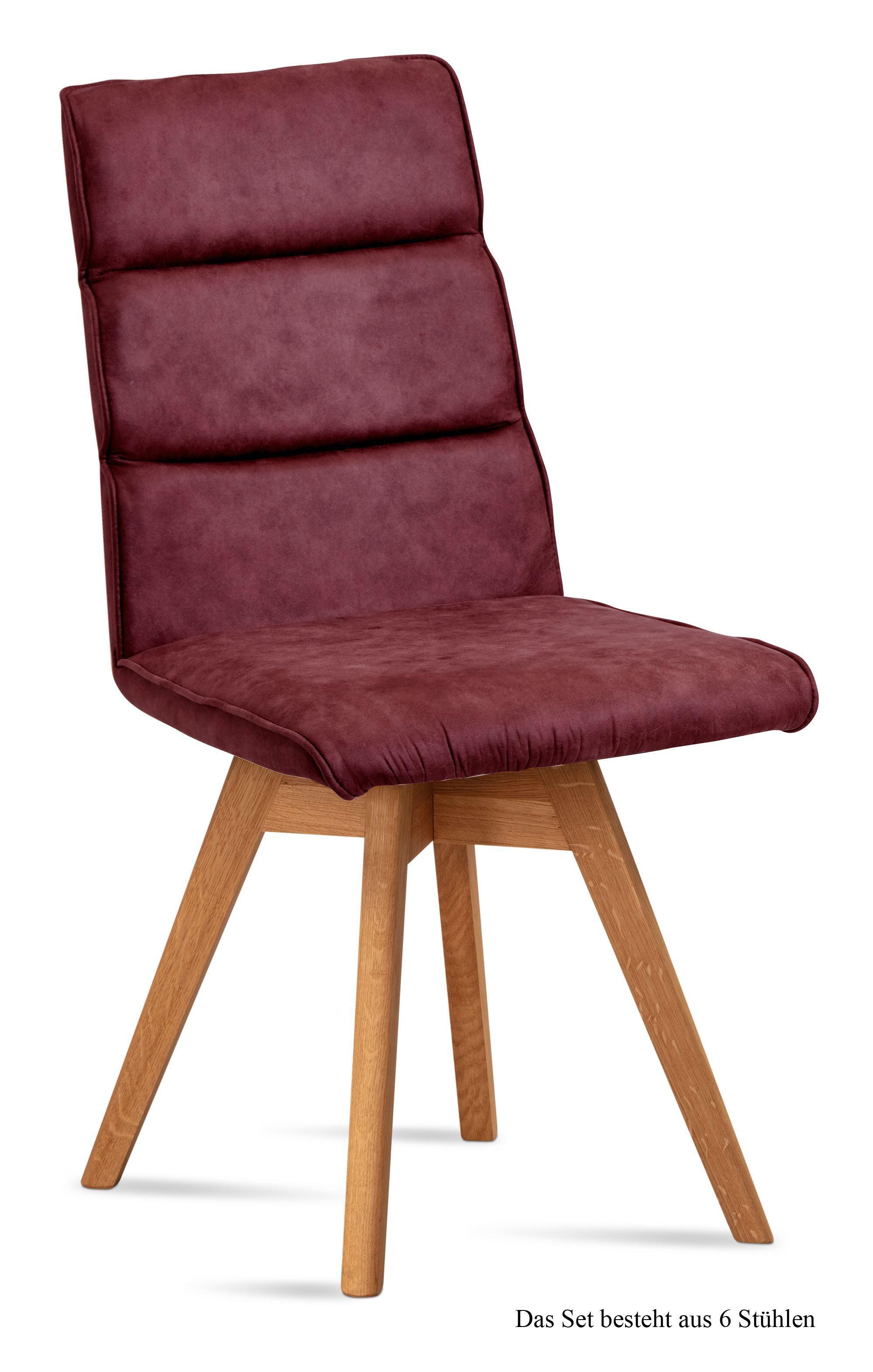 ESSZIMMERSTUHL drehbar (6er-Set) Doris 47x92x60 Eiche geölt/Marsala - Eichefarben/Brombeere, Kunststoff (60/92/47cm) - 58aufmkessel