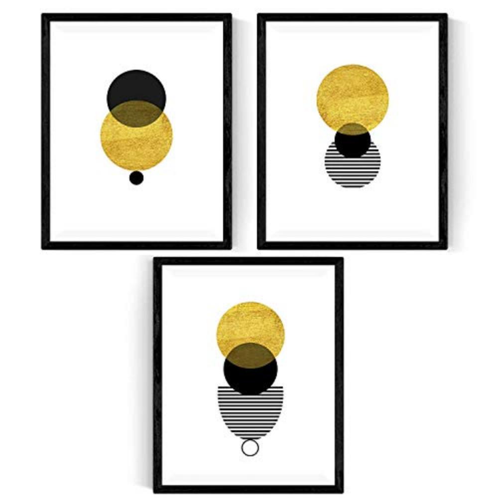 POSTER Set Mit 3 Geometrisch Sonnenfinsternis A4 Schwarzer Rahmen - Schwarz, Papier (29.7/5/21cm) - Nacnic