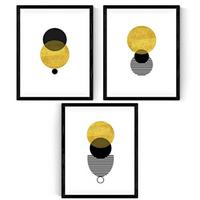 POSTER Set Mit 3 Geometrisch Sonnenfinsternis A4 Schwarzer Rahmen - Schwarz, Papier (29.7/5/21cm) - Nacnic
