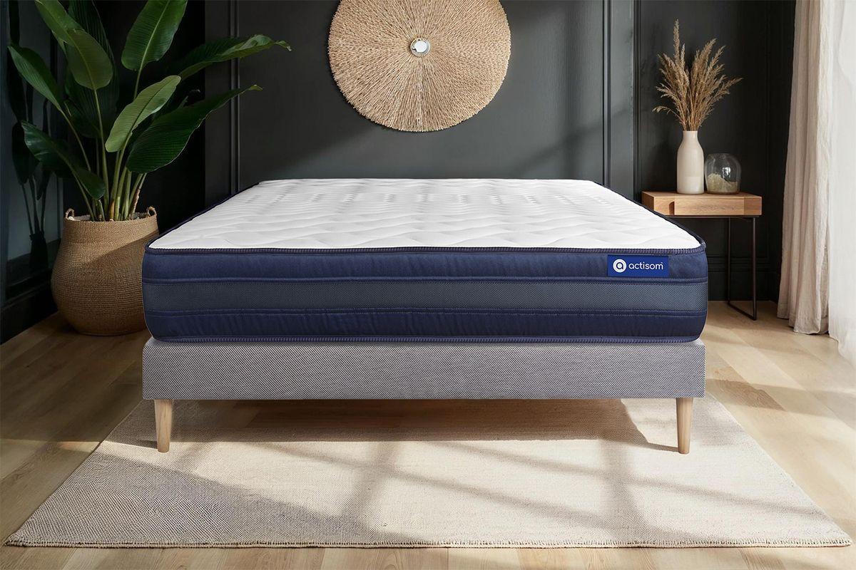 BETT Actiflex tech Taschenfederkern und Memory-Schaum 80 x 200 cm h4 - Kit Bettgestell Grau - Beige/Grau, Karton/Holz (80/200cm) - ACTISOM