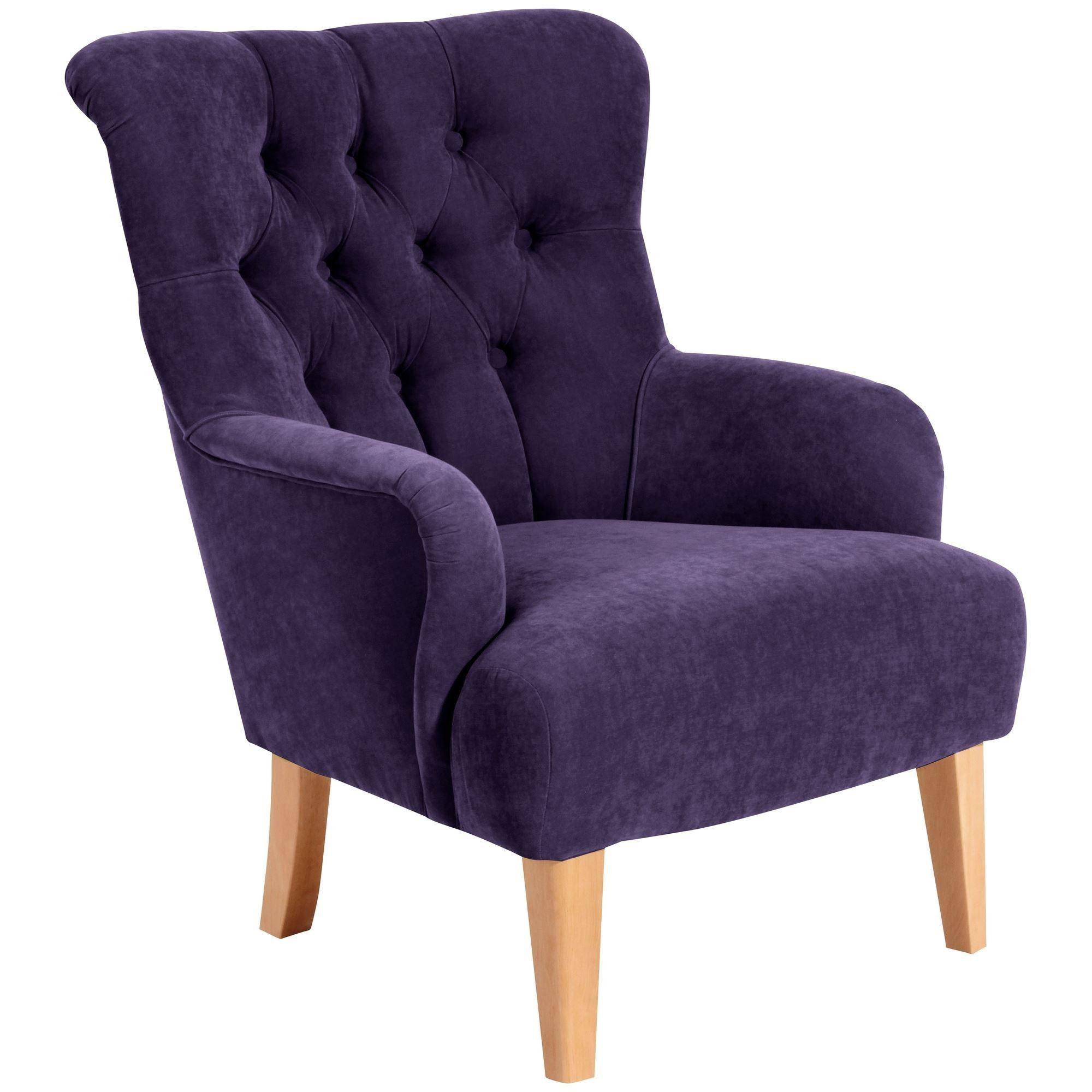 SESSEL Kaiya Bezug Veloursstoff Buche natur / violett - Lila, Kunststoff (71/97/82cm) - 58aufmkessel