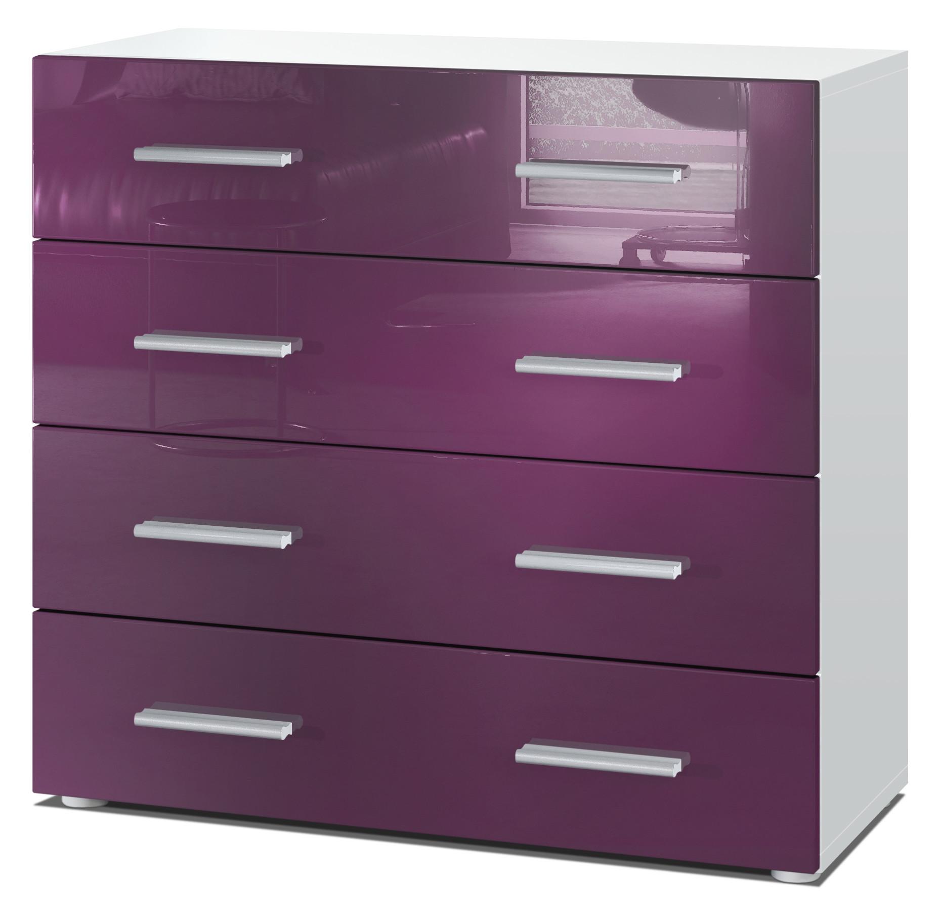 KOMMODE Pavos Brombeer Hochglanz - Brombeere, Holzwerkstoff (76/72/35cm) - Vladon