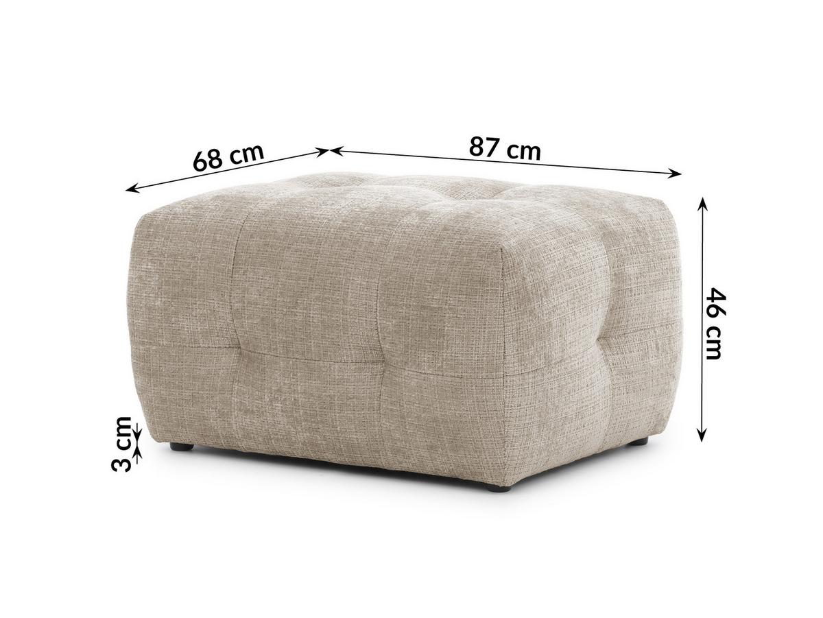 POLSTERHOCKER Kozy im Bumpy-Design aus weichem Dunkelbeige Chenille-Stoff - Beige/Schwarz, Holz/Textil (87/46/68cm) - S-Style Möbel