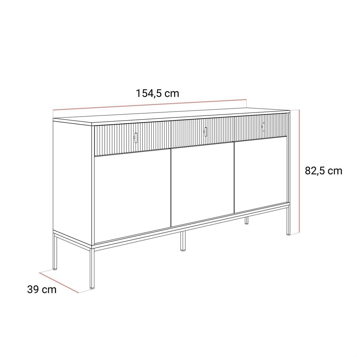 SIDEBOARD MIDNIGHT 3D3S mit drei Schubladen auf Gestell schwarz - Schwarz, Holzwerkstoff (154.5/82.5/39cm) - Lookway