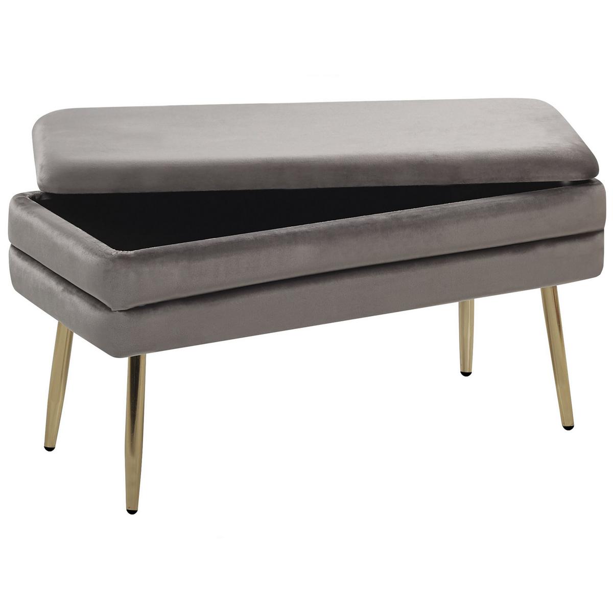 TRUHENBANK Grau Durham - Grau, Textil (79/43/37cm) - Beliani