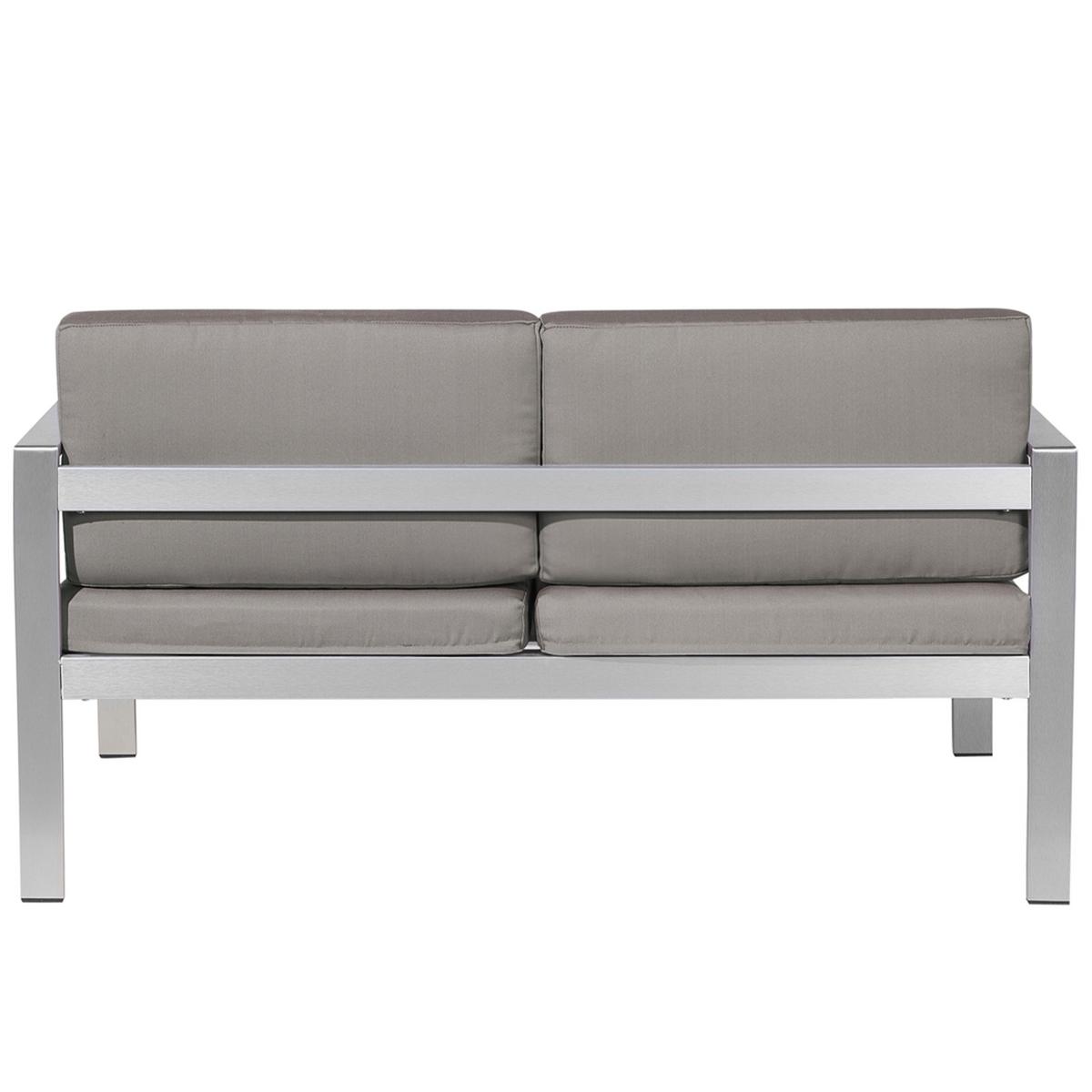 GARTENSOFA Aluminium 2-Sitzer Auflagen dunkelgrau Salerno - Dunkelgrau, Metall (142/80/70cm) - Beliani