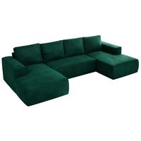 WOHNLANDSCHAFT TRENTINO U Dunkelgrün Velvet - Dunkelgrün/Schwarz, Kunststoff/Textil (334/91/163cm) - MKS