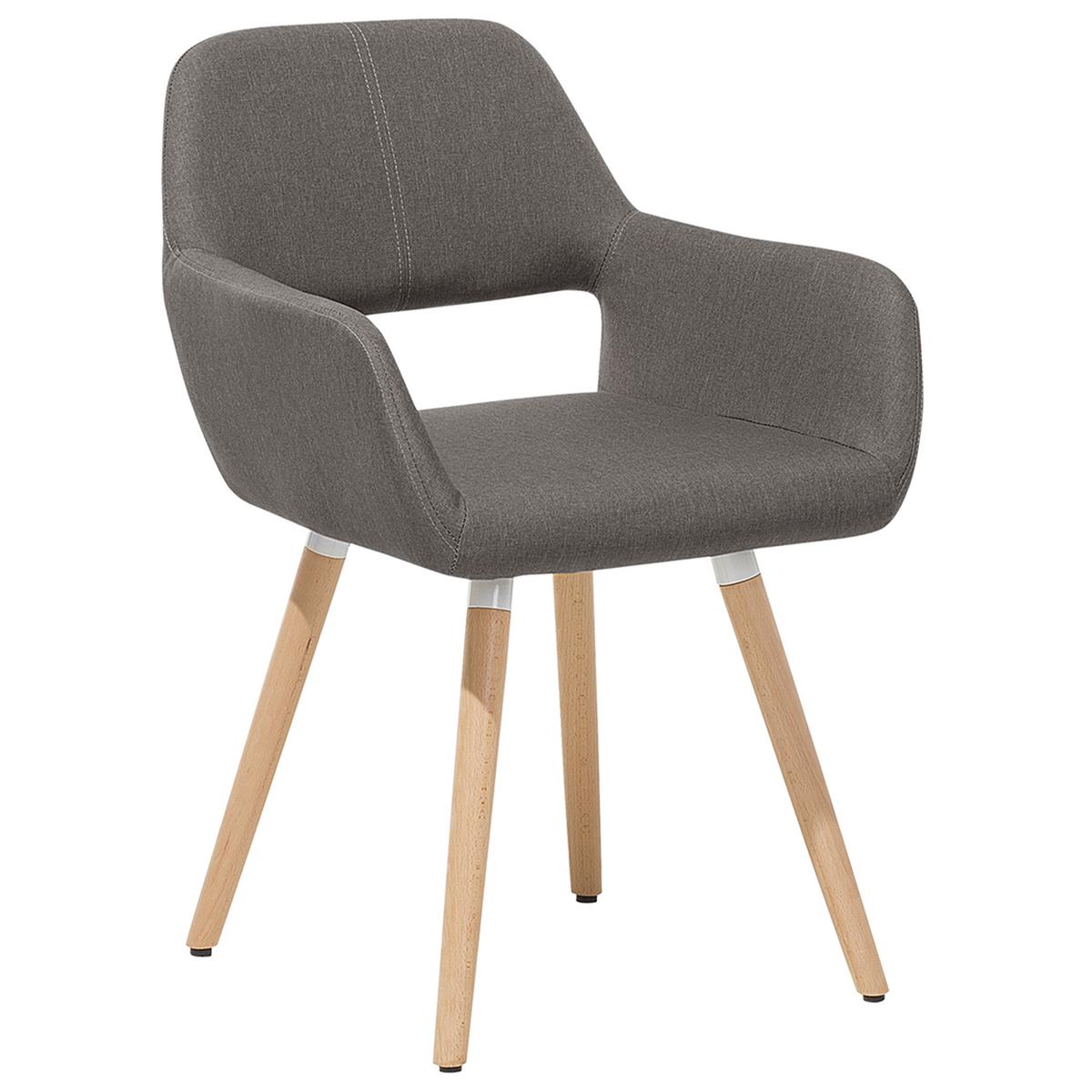 ESSZIMMERSTUHL 2er-Set Polsterbezug Braun Chicago - Braun, Holz/Textil (56/81/56cm) - Beliani