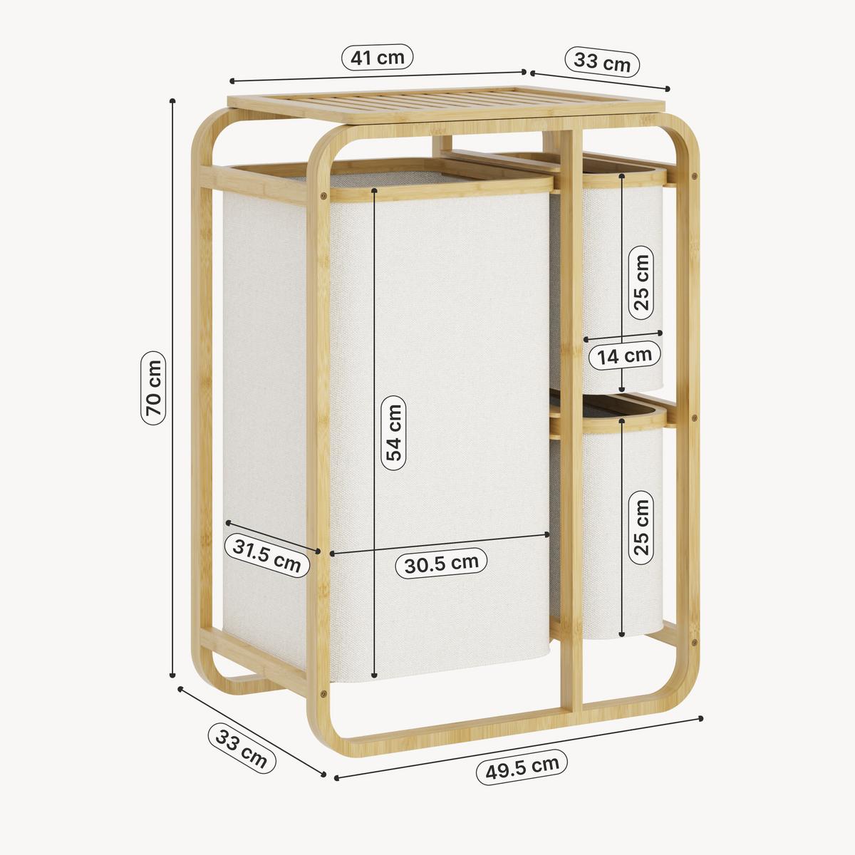 WÄSCHESAMMLER Evenes - Beige/Naturfarben, Holz/Kunststoff (49.5/70/33cm) - [en.casa]