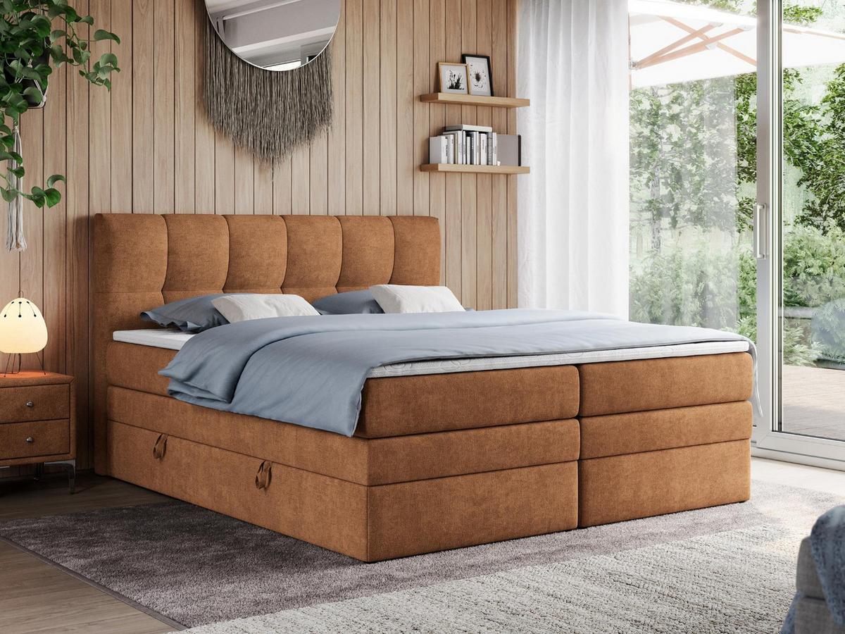 BOXSPRINGBETT ALVIN KING 200/200 Orange Struktur - H3 - Orange, Holz/Textil (200/200cm) - MKS