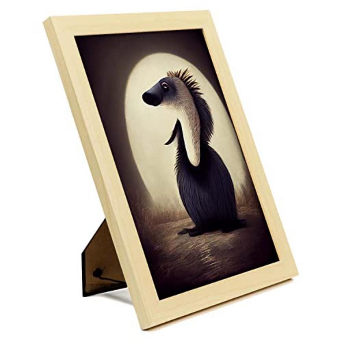 POSTER Set mit 4 Tier Braun im T Burton Goth Stil A4 Rahmen aus hellem Holz - Beige, Papier (29.7/3cm) - Nacnic