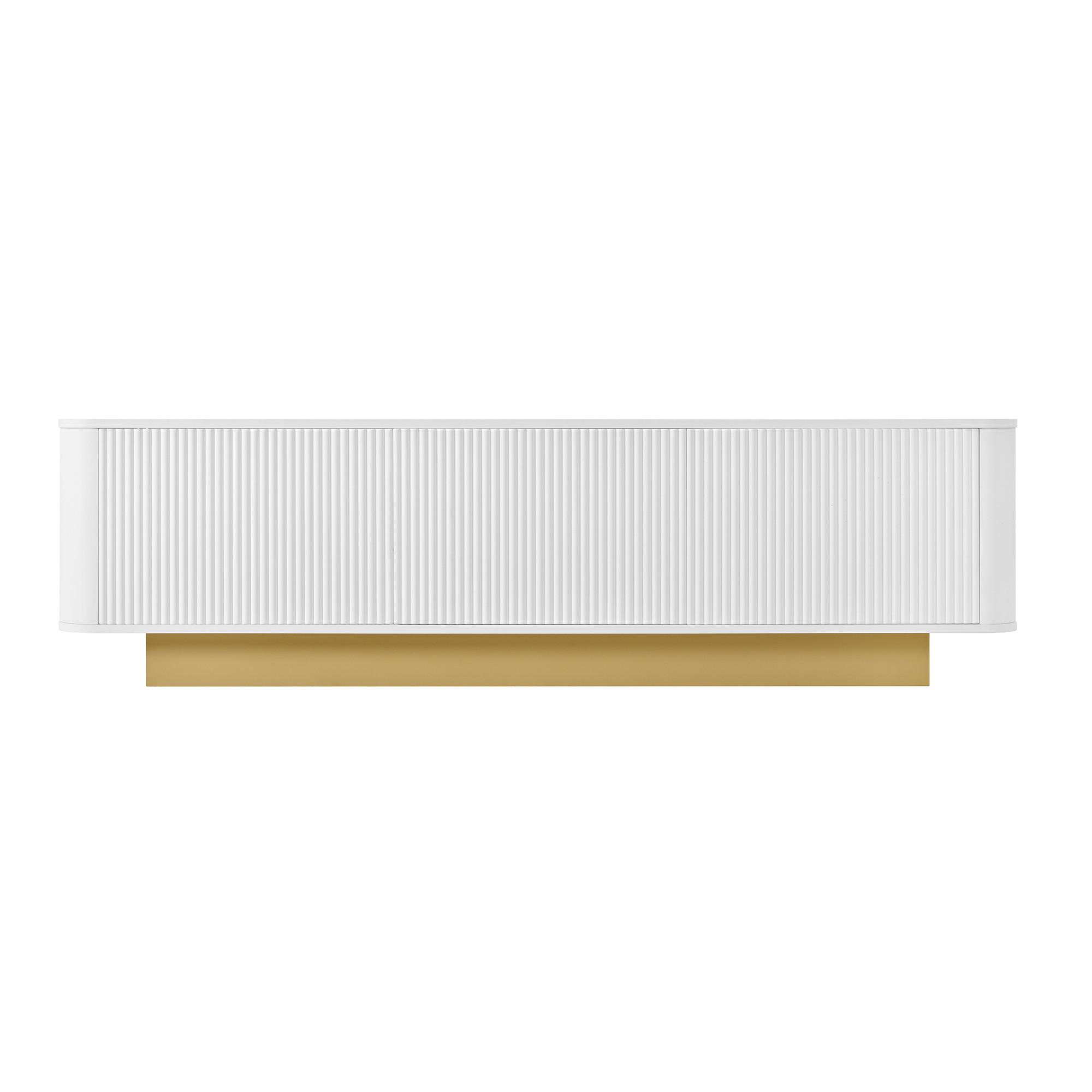 TV LOWBOARD weiß modern 3 türen kabelmanagement - Weiß, Holzwerkstoff (170/47/40.5cm) - Urban Meuble