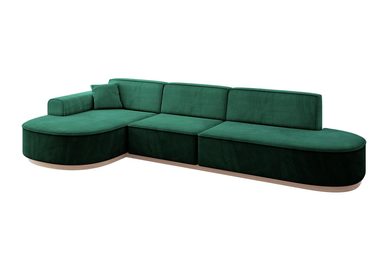 ECKSOFA Ottomane Links MARI-L2-v1 - 328x171x83 cm Grün Velours - Grün, Holzwerkstoff/Textil (328/171cm) - ALTDECOR