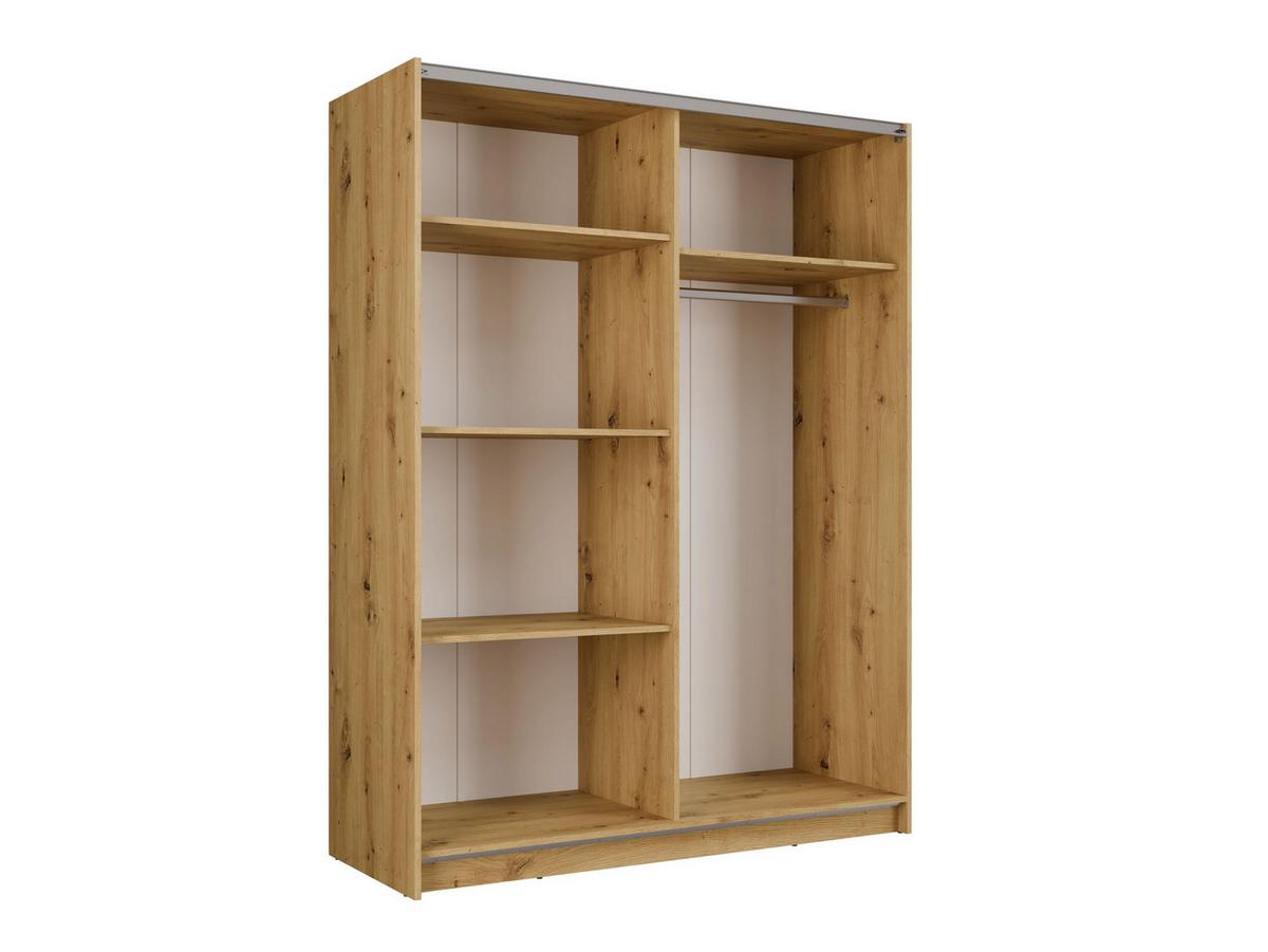 SCHWEBETÜRENSCHRANK RANOR 150,6/198,5/62cm 2-türig mit Spiegel Eiche Artisan - Schwarz/Eiche Artisan, Holzwerkstoff (150.6/198.5/62cm) - MASSENO