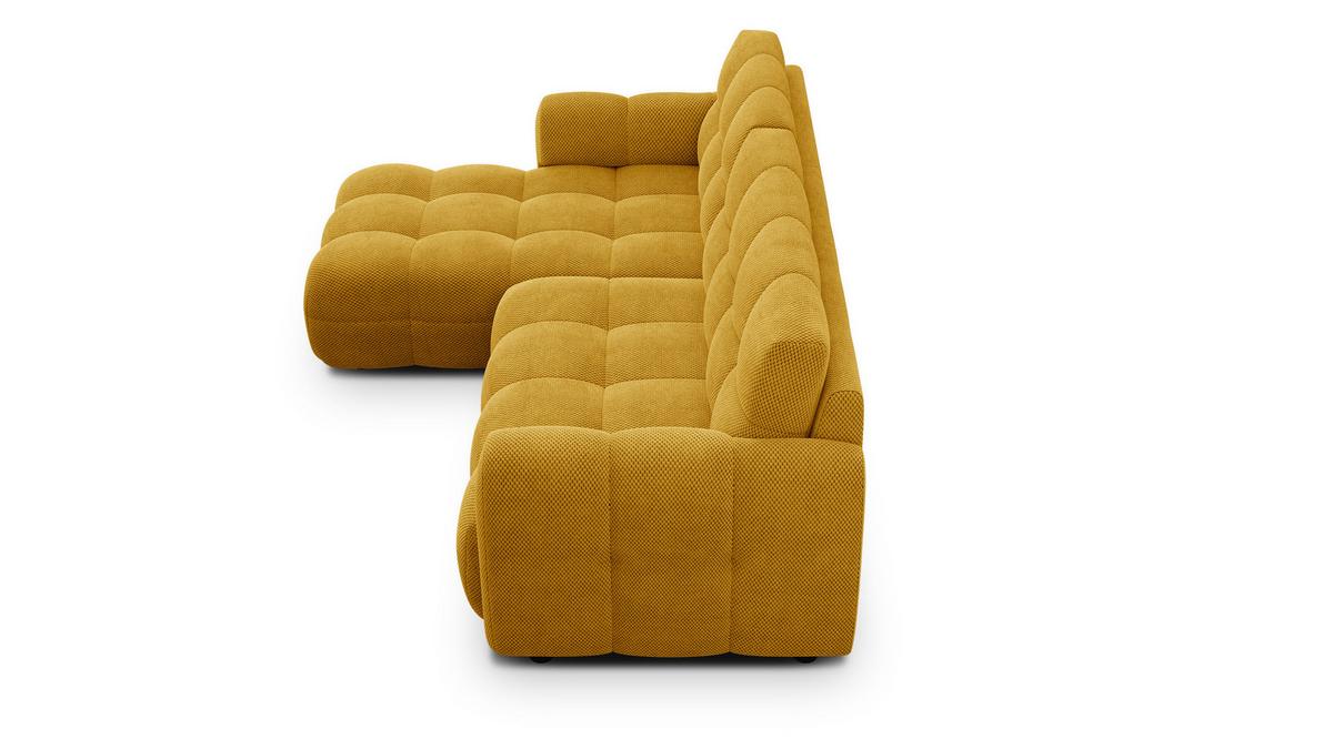 ECKSOFA MELLOW 3-Sitzer, safran - Gelb/Schwarz, Holz/Textil (232/156cm) - Wozimo