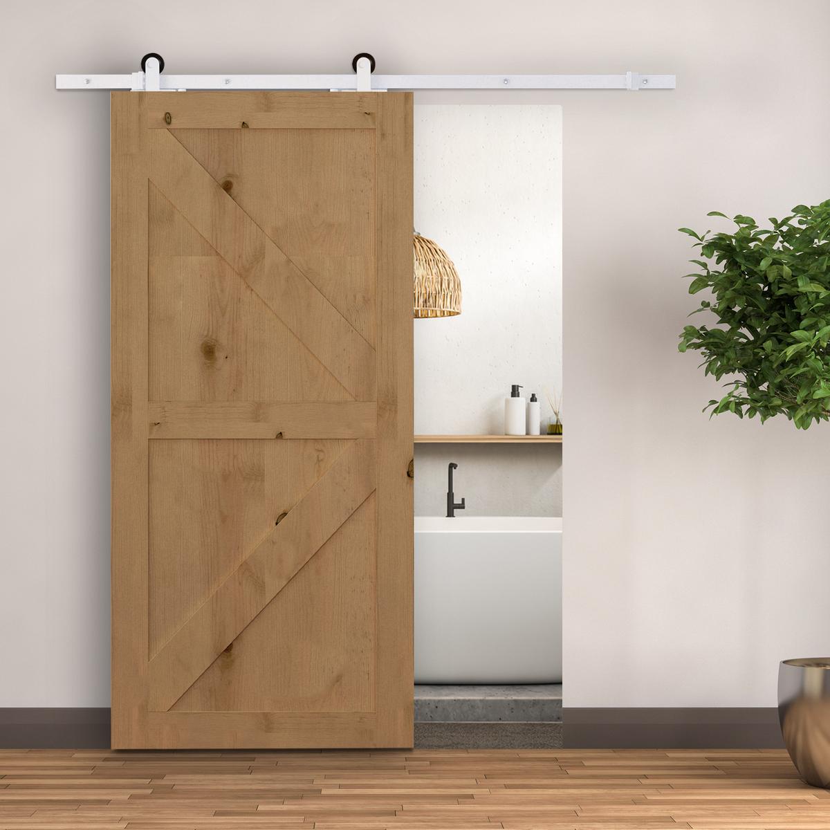 SCHIEBETÜREN-BESCHLAGSATZ 183 cm Komplett-Set mit Schienen, Rollen Weiß - Weiß, Metall (4/0.6/183cm) - HOMCOM