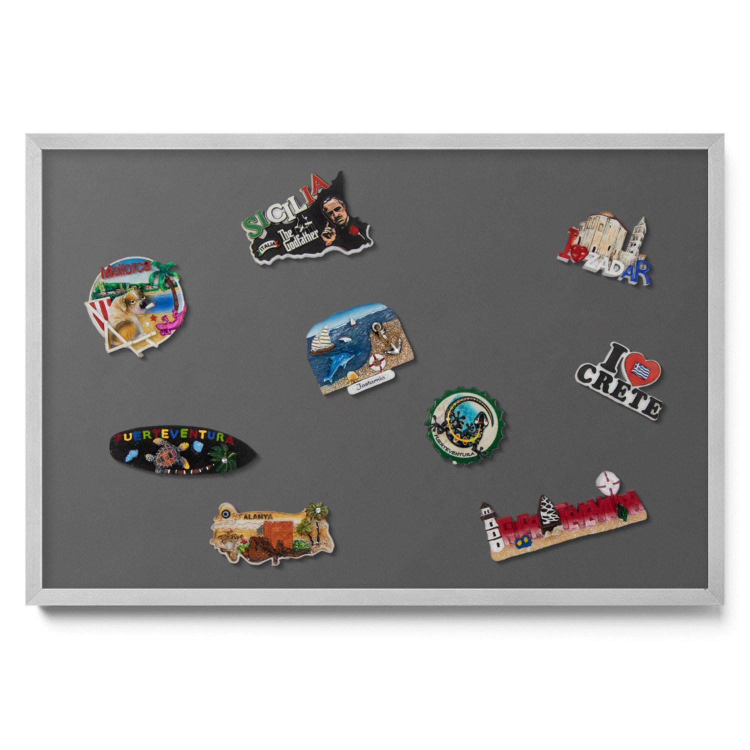 MAGNETTAFEL 60x40 cm Silberner Rahmen Dunkelgrau - Schlammfarben, Metall (60/50/0.4cm) - TULUP