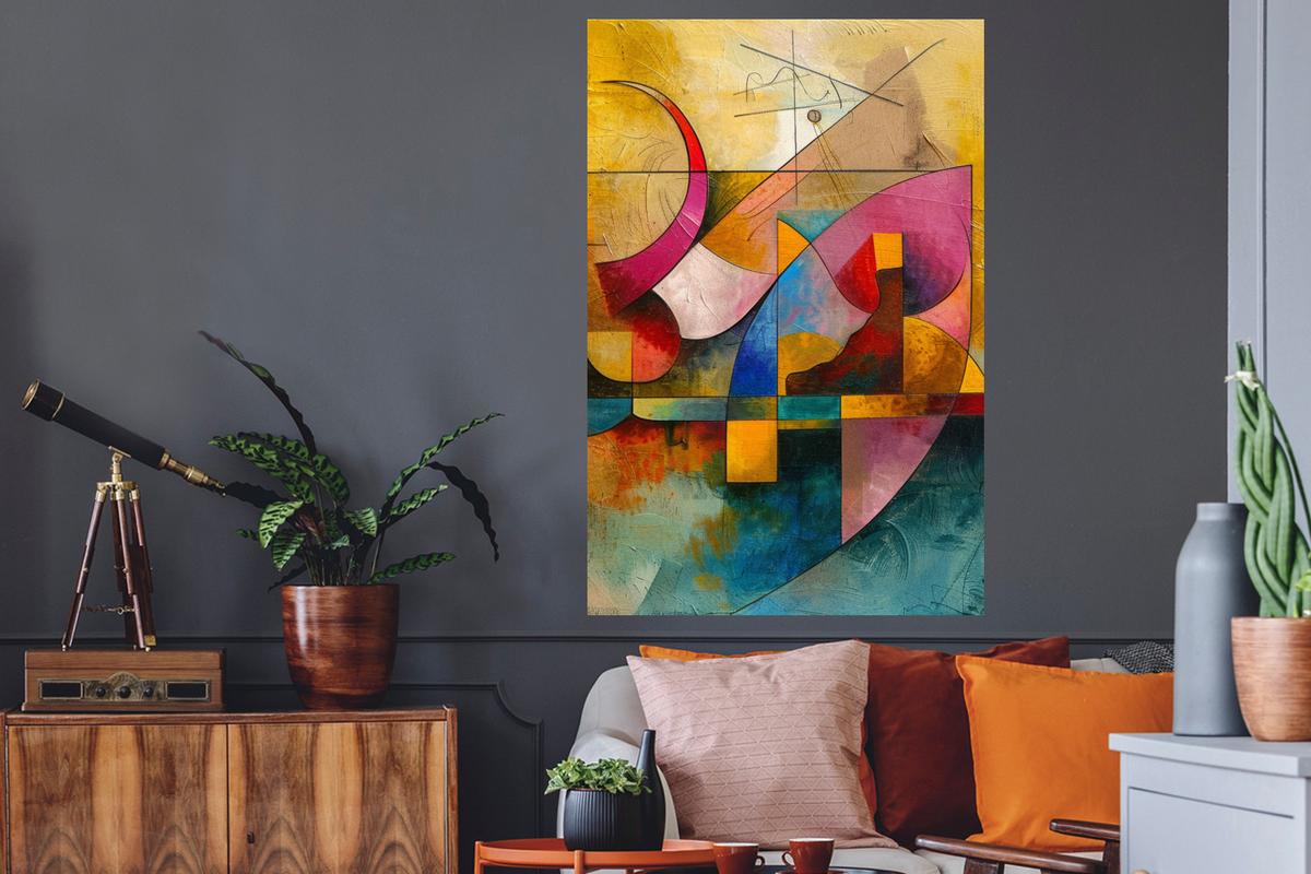 WANDTATTOO Kunst - Abstrakt - Modern Wandaufkleber 80x120 cm - Gelb, Kunststoff (80/120/0.1cm) - MuchoWow