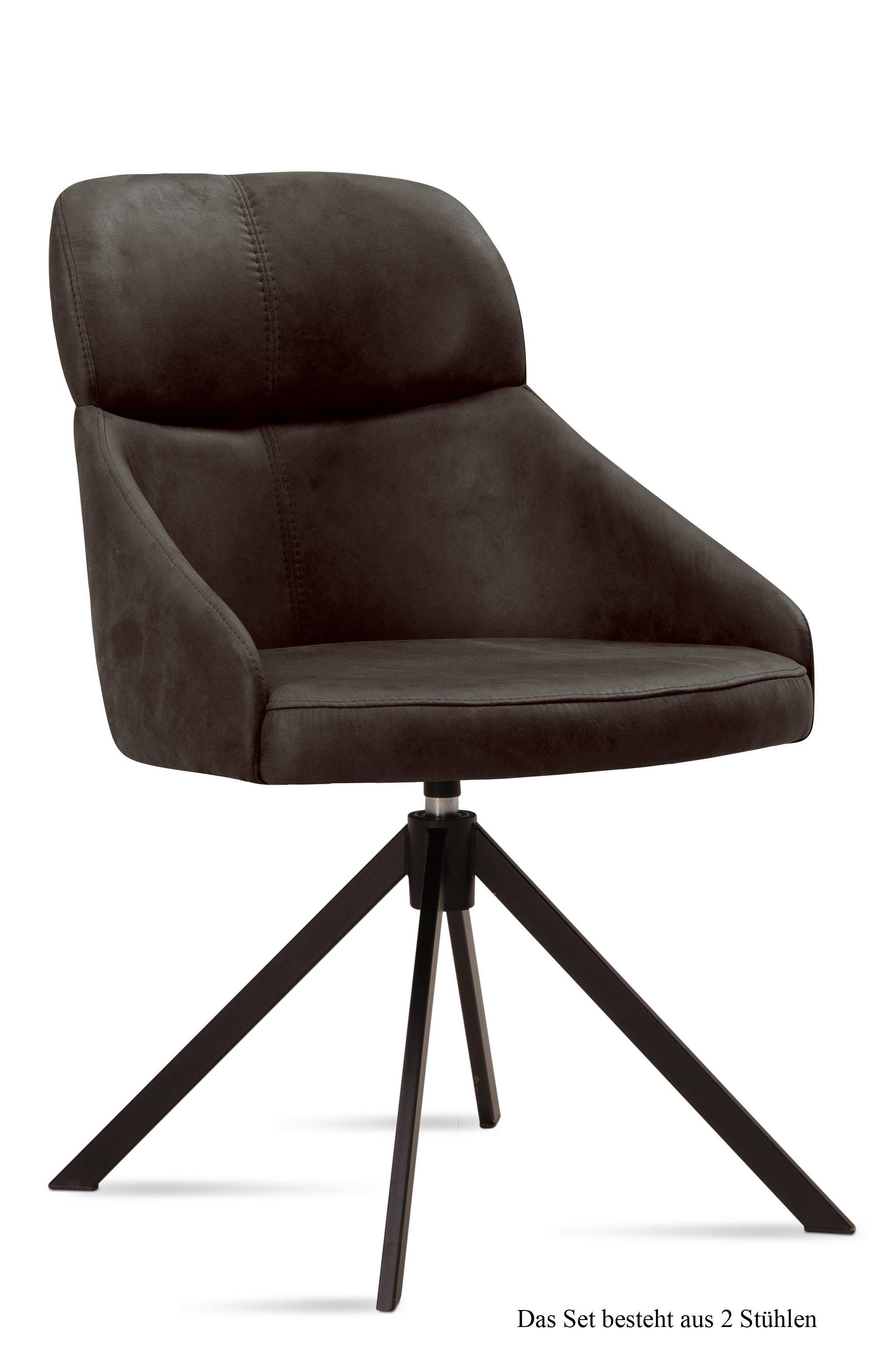ESSZIMMERSTUHL drehbar (2er-Set) Derska 52x82x63 Schwarz/Espresso - Dunkelbraun/Schwarz, Kunststoff (63/82/52cm) - 58aufmkessel