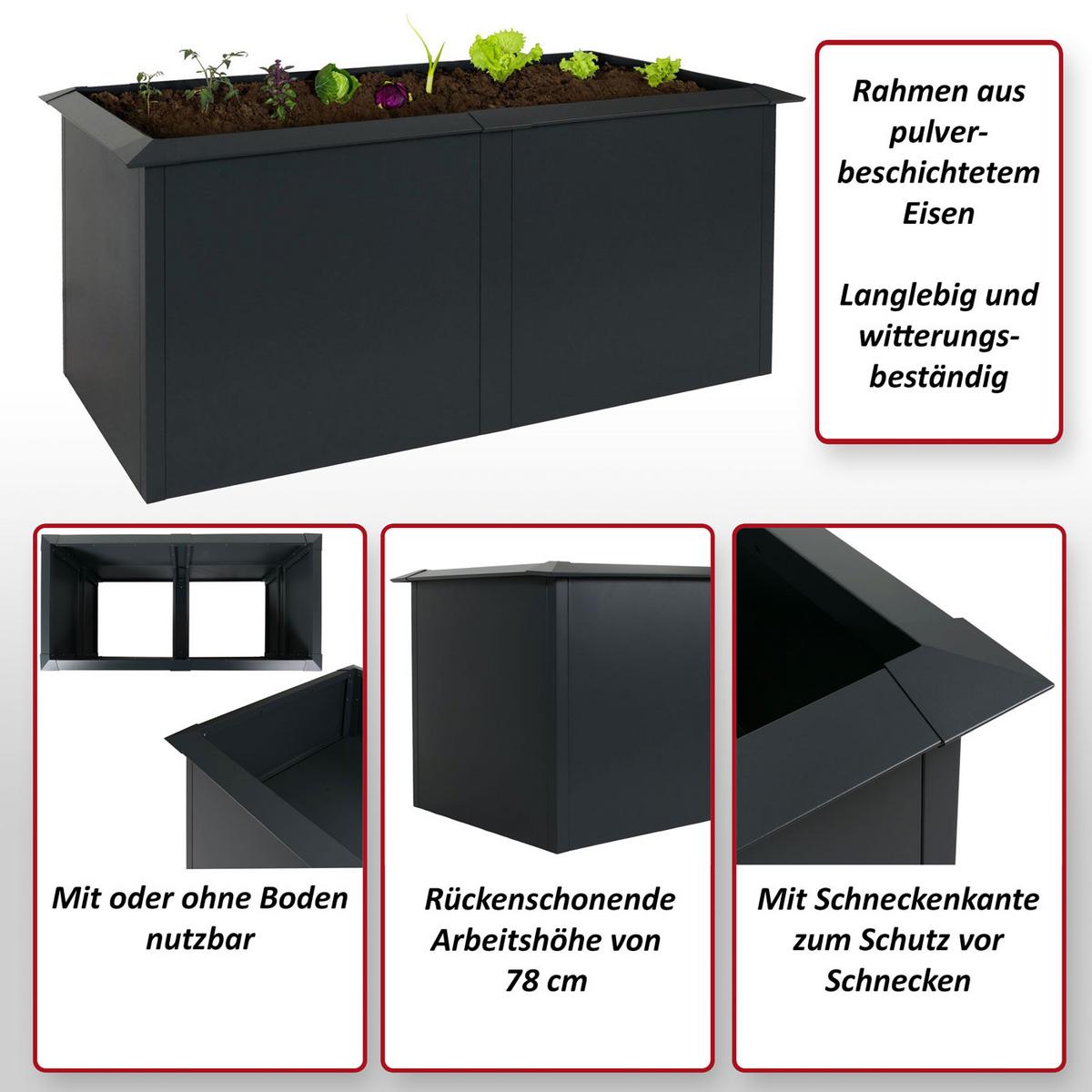 HOCHBEET Anthrazit - Anthrazit, Metall (170/78/90cm) - MCW