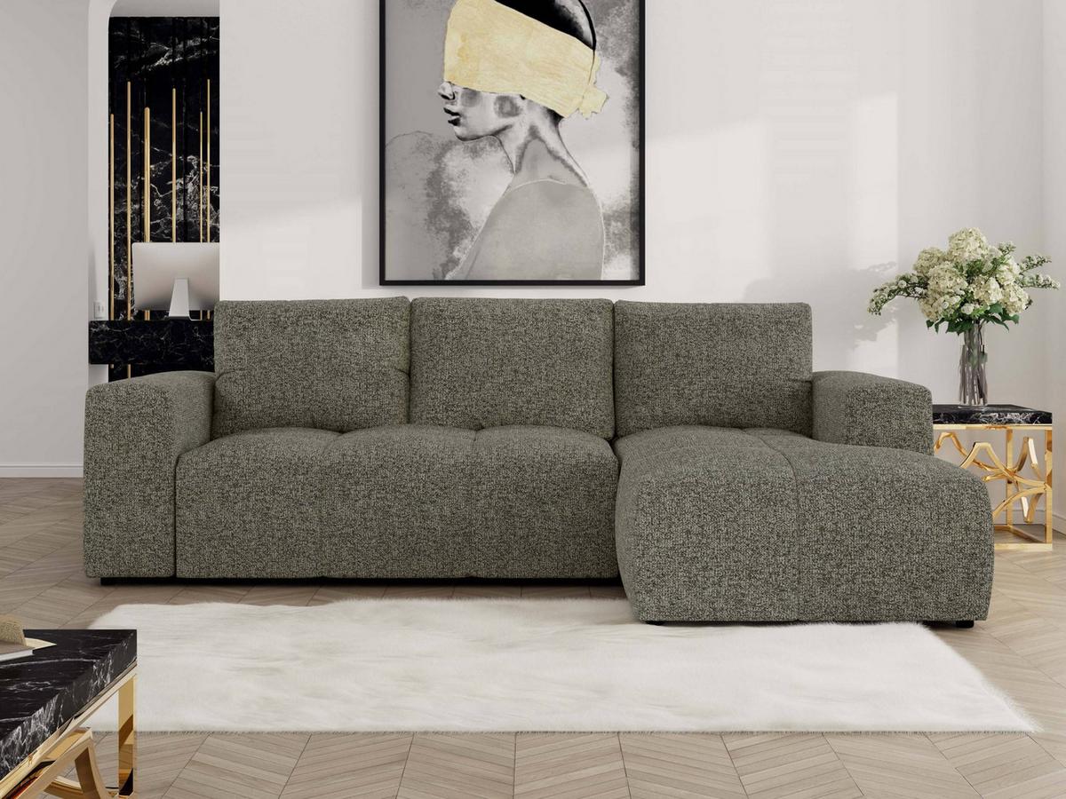 ECKSOFA MONIVA Grau Strukture - Rechts - Schwarz/Grau, Textil (266/164cm) - MKS
