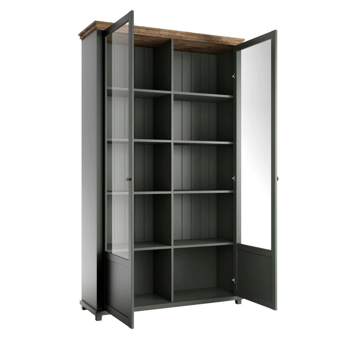 GESCHIRRSCHRANK Martin Grün und Holz - Grün, Holzwerkstoff (126/200/42cm) - Petits-meubles