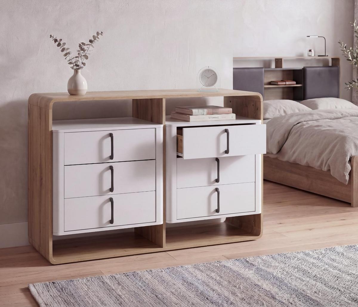 KOMMODE Weiß, Braun - Weiß/Braun, Holz (120/80/42cm) - MCW