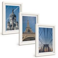 BILDER SET 3er Set - 20x30 cm Weißer Rahmen - Ansichten von Gebäuden aus Städten auf der ganzen Welt - Weiß, Kunststoff (20/30cm) - TULUP