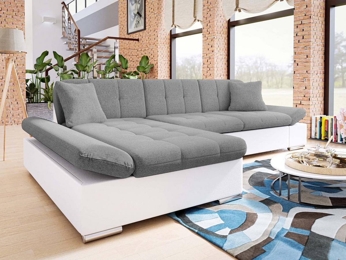 ECKSOFA Montana, Seite: Links - Weiß/Grau, Holz/Textil (278/161cm) - MIRJAN24