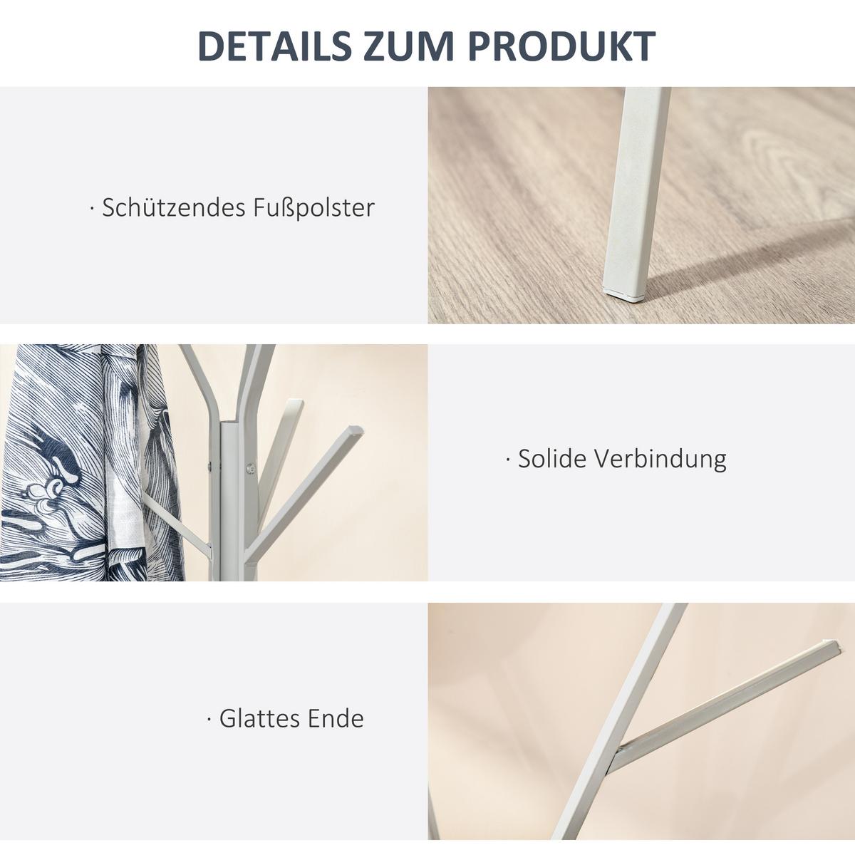 KLEIDERSTÄNDER - Weiß, Metall (45/180/45cm) - HOMCOM