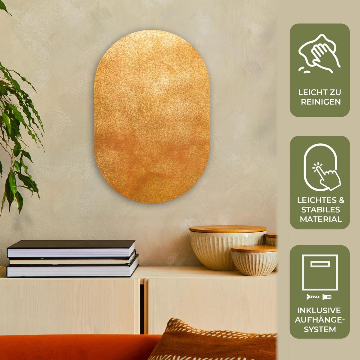 WANDBILD Eisen - Rost - Gold - Metall - Luxus Deko Wohnzimmer 40x60 cm - Goldfarben, Kunststoff (40/60cm) - MuchoWow